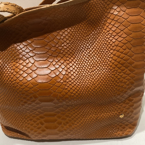 GASPY “Tracy” Large Tan (Burnt Caramel) Snakeskin Embossed Leather - Picture 3 of 16